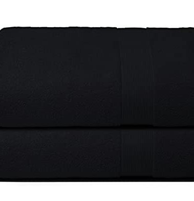 Belizzi Home Premium Cotton Oversized 2 Pack Bath Sheet 35x70-100% Pure Cotton - Ideal for Everyday use - Ultra Soft & Highly Absorbent - Machine Washable - Black