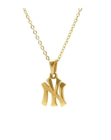 Uplift Us Marketplace New York Necklace 18K Gold Plated Stainless Steel Pendant Necklace Link Chain NY Pendant High Polished Finish Adjustable Everyday Statement Jewelry Gift Idea