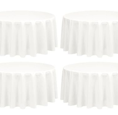 Showgeous 4 Pack Ivory Round Tablecloth 90 Inch Table Cloth for Round Tables Polyester Tablecloths Table Cover for Dining Wedding Party