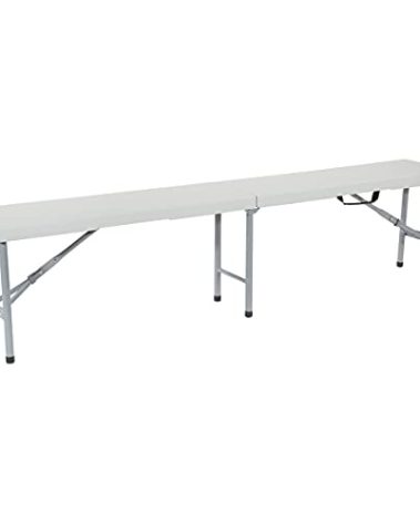 Office Star Resin Furniture for Indoor or Outdoor Use, Single, Fold in Half 6 Foot Bench