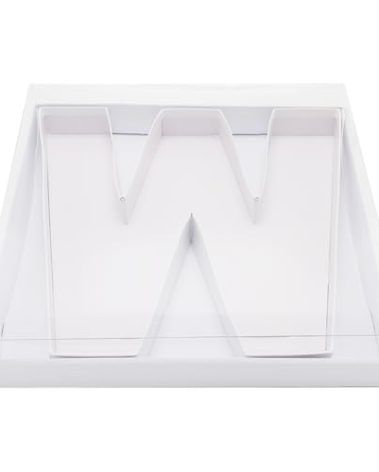 WENPACK 12.5" Cardboard Letter Shaped Charcuterie Mache Strawberries Fillable Sweet Box with Clear Lid (White, W)