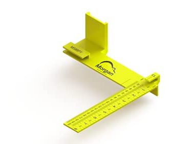 Kiwi Vision® Morgan™ Square Yellow 8-inch: Single Motion Measuring & Marking, Centerline Mark, Tongue is 1 1/2, Pencil Holder, 1 1/2 Mark for Openings, Imperial and Metrics, Tape Measure Mount