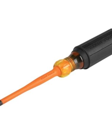 Klein Tools 6934INS 1000V Slim Tip Insulated Screwdriver, Made in USA, Screwdriver with 4-Inch Round Shank, #2 Phillips Tip, Cushion Grip Handle