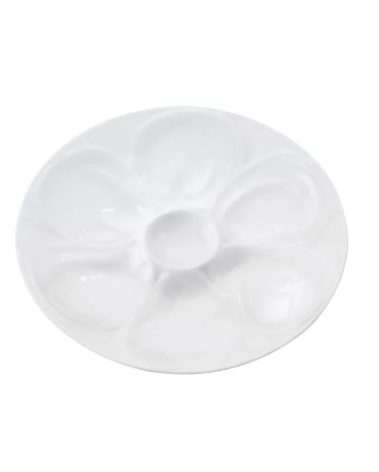 Maine Man Oyster Plate, Fine Porcelain, 6-Well Serving Dish For Preparing And Enjoying Oysters And Sauces