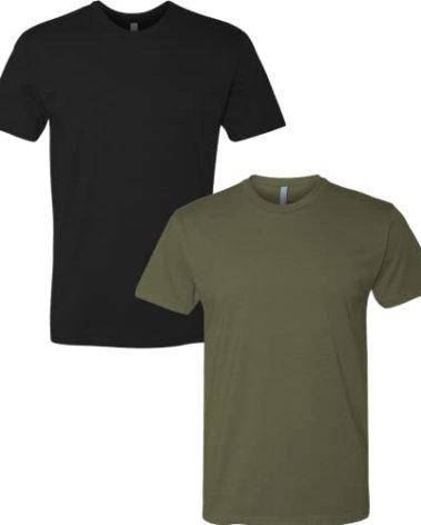 Next Level Apparel Mens Premium Fitted CVC Crew Tee, Black/Military Green