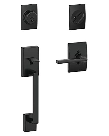 Schlage F60 CEN 622 LAT CEN Century Front Entry Handleset with Latitude Lever, Alloy steel, Deadbolt Keyed 1 Side, Matte Black