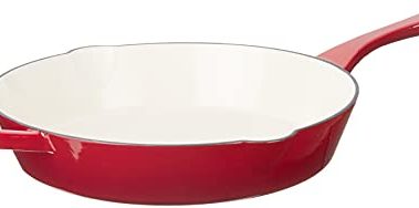 Crock Pot Artisan 12 Inch Enameled Cast Iron Round Skillet, Scarlet Red
