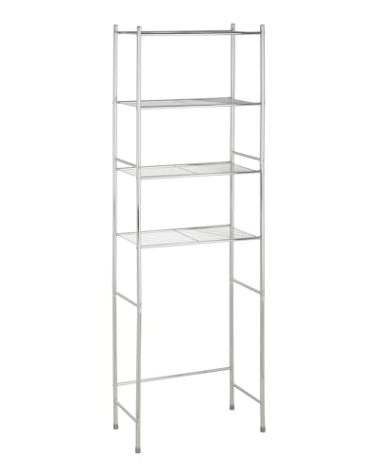 Honey-Can-Do 4-Tier Over-The-Toilet Storage Shelf - Space-Saving Steel Bathroom Restroom Organizer with Neutral Chrome Finish, Ideal for Towels, Toiletries, & Essentials - 24"W x 68"H x 11"D