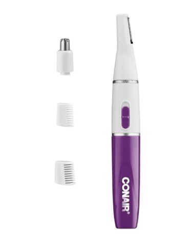 Conair All-in-1 Facial Hair Trimmer for Women, Perfect for Face, Ear/Nose and Eyebrows, Battery-Powered