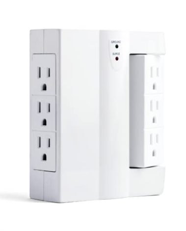 Uninex PS108 6-Outlet Swivel Side Socket Surge Protector Wall Tap, ETL Listed