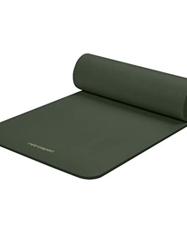 Retrospec Solana Yoga Mat 1/2" Thick w/Nylon Strap for Men & Women - Non Slip Excercise Mat for Yoga, Pilates, Stretching, Floor & Fitness Workouts, Wild Spruce, 4446