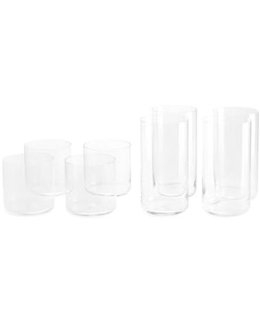 Fable Glassware Set - Includes 4 Tall Glasses and 4 Short Glasses - Lightweight, Dishwasher Safe, Glass Cups Bundle