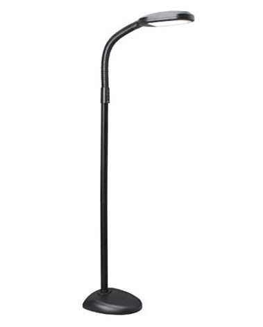 Verilux SmartLight Full Spectrum LED Modern Floor Lamp with Adjustable Brightness, Flexible Gooseneck and Easy Controls - Reduces Eye Strain and Fatigue - Ideal for Reading, Artists, Craft (Black)