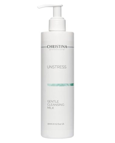 Christina Unstress Soap-Free Gentle Cleansing Milk Makeup Remover for Face & Eyes - 300 ml - Calendula, Vitamin E and Centheal Soap-Free Cleanser - Safe for All Skin Types