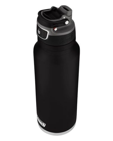 Coleman Autoseal FreeFlow Stainless Steel Water Bottle, Black, 40 oz
