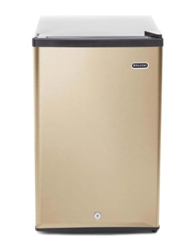 Whynter Upright Freezer with Lock, 2.1 Cu. Ft. Small Freezer Mini Freezer for Bedrooms, Dorms, Garages, Offices, CUF-210SS, Rose Gold
