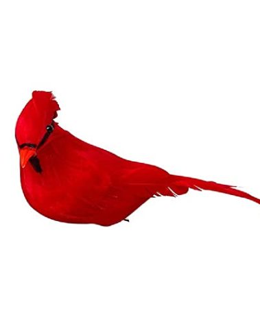2Pcs Red Cardinals Birds for Christmas Clip-on Cardinal Feathered Artificial Bird with Decorations for Xmas Tree Ornaments Decor