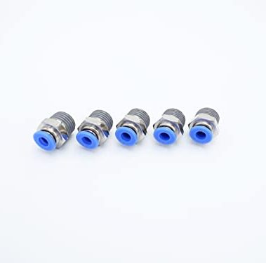 IVLPHA Push to Connect Fitting 3/16" Tube OD x 1/4" Male NPT Thread, Pneumatic Male Straight Air Water Line Quick Push in Connectors (Pack of 5)