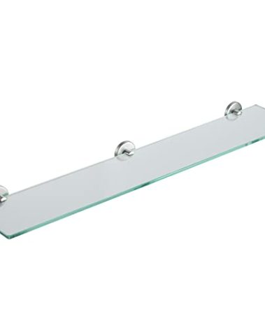 JQK Bathroom Glass Shelf, Tempered Glass Shower Storage 30 by 5 inches, 304 Stainless Steel Brushed Finish Wall Mount, TGS101L30-BN