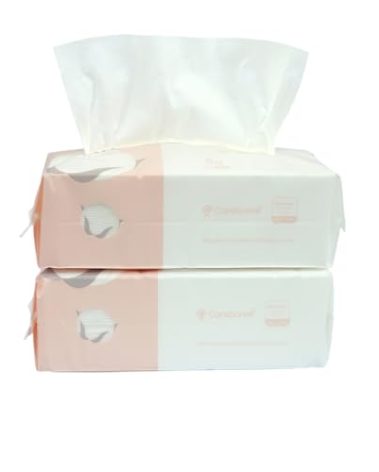 Careboree Extra Thick Dry Wipe, Disposable Face Drying Towel 100% Cotton, Lint-Free Cotton Tissues (2 Pack)