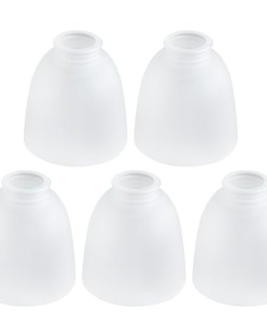 Eietonte 5 Pack White Frosted Glass Shade Replacements, Ceiling Fan Light Covers Glass Globes Lampshades for Chandelier, 4.92"High, 4.72"Diameter, 1.65 "Fitter, Bell Shaped Glass Shades for Vanity