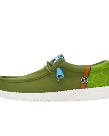 HEYDUDE Wally Funk TMNT Leo Evergreen/Multi Size 14, Men’s Shoes, Men's Slip-on Loafers, Comfortable & Light-Weight