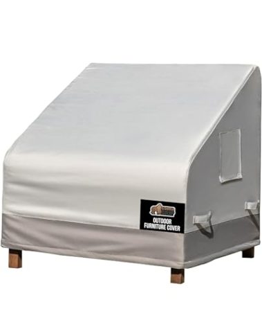 GORILLA GRIP Waterproof Medium Outdoor Patio Chair Cover, 30 Inch, Adjustable Furniture Covers Sets for Winter, Keep Cushions Dry, Protects from Sun, Snow, Rain, Windproof, UV Coated, 1 Pack