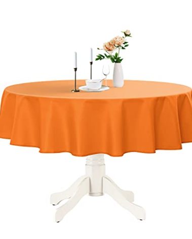 Romanstile Round Waterproof Tablecloth, Stain Resistant Washable Table Cloths Wrinkle Free Polyester Table Covers for Kitchen Dining Party Wedding Indoor and Outdoor - Orange, 70 Inch