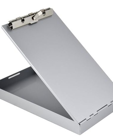 Saunders Silver Memo Size Aluminum Redi Rite Storage Clipboard with 1 Inch Storage Compartment and Self Locking Latch - Form Holder Perfect for Contractors, Truckers, and Office Use