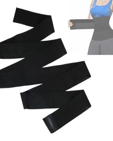 APLZGMG 4 Meter Waist Trainer Wrap, Elastic Tummy Snatch Bandage Stomach Wraps for Belly Fat, Postpartum Waist Band Lumbar and Back Support Compression Wrap for Body Shaping Black