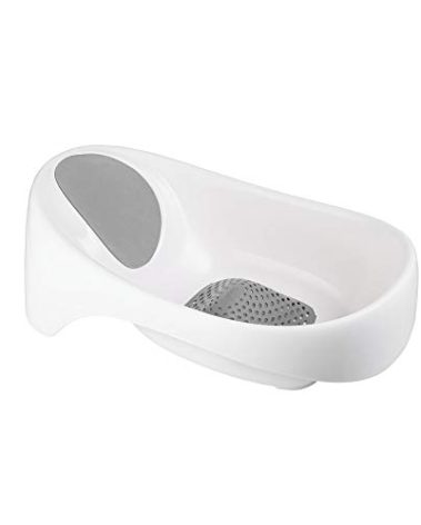 Boon Soak 3 Stage Baby Bathtub - Baby Bath Tub with Three Support Positions for Newborn to Toddlers - Color Changing Drain Plug for Ideal Bath Temperature - Gray - Ages 0 to 18 Months and Up