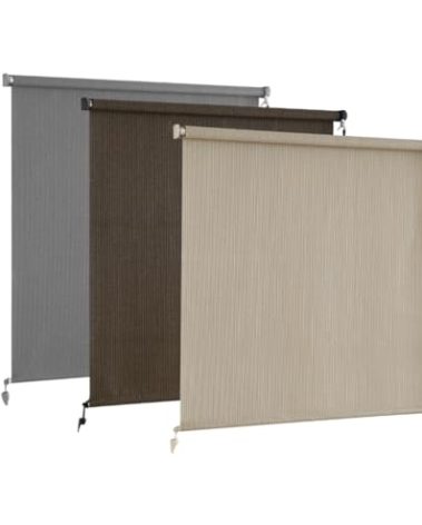 AOSKY Outdoor Roller Shades,Cordless Patio Shades Roll Up Outdoor Blinds,Roller Blinds Cloth for Porch Pergola Balcony Backyard Windows,72" W x 72" H,Sesame