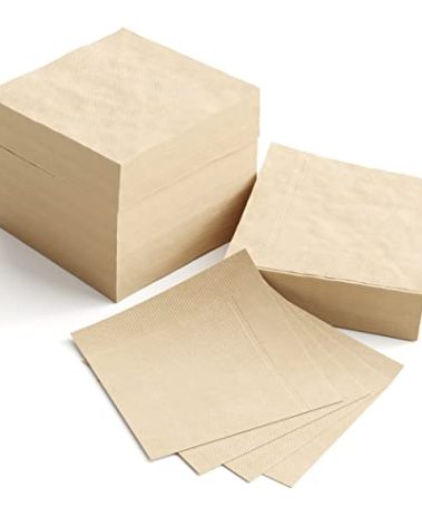 1000 pack Paper Cocktail Napkins, Beverage Napkin 5x5, Bar Napkins, Compostable Natural Kraft Brown Napkins, Unbleached, for Party Picnic Kitchen