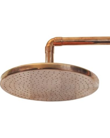 8-Inch Unlacquered Copper Rainfall Shower Head – Vintage Outdoor Shower Fixture with Natural Patina for Antique Look – Handcrafted, Eco-Friendly with Easy 1/2" Installation