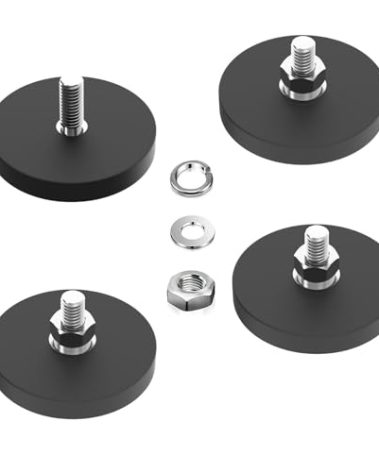 AplysiaTech 4Pack N52 Mounting Magnets, 35LBS Rubber Coated Neodymium Magnets with M6 Threaded Stud, Non-Slip Strong Anti-Scratch Magnet for Led Lighting Bar, Neodymium Magnet Base for Camera Mirror