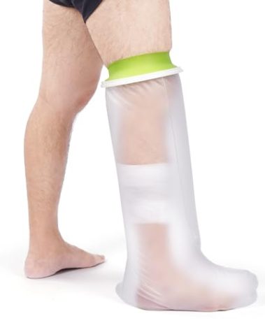 TANGKA Waterproof Cast Covers for Shower Leg Adult, Cast Cover for Leg with Small Hanger, Watertight Leg Cast Protector for Knee Shank Foot Ankle Surgery Dressing Wound, Reusable
