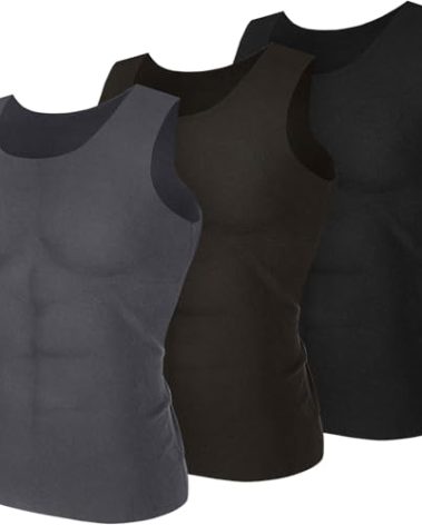 Toulite 3 Pcs Thermals for Men Tank Top Winter Thermal Sleeveles Shirts Men Underwear Tops Warm Undershirt Base Layer Vest(Black, Brown, Grey,L)