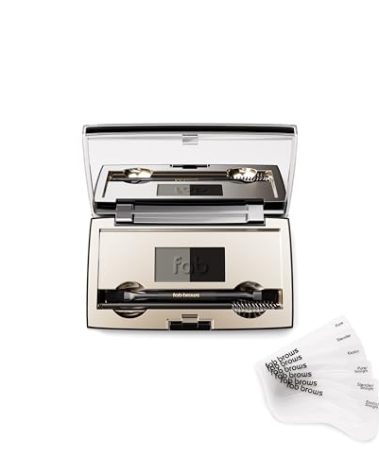Fab Brows Duo Eyebrow Kit, Ultimate Brow Stencil Kit with Compact Powder Mirror and Eyebrow Shaper, Waterproof Eyebrow Makeup Kit Contour Palette, Eyebrow Cosmetics, (Slate/Black)