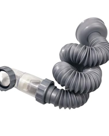 Bathtub Shower Drain Pipe,Low Profile 1 1/2 P Trap,Flexible Tub Drain, for Freestanding Tub Drain Kit for Bath,Gray