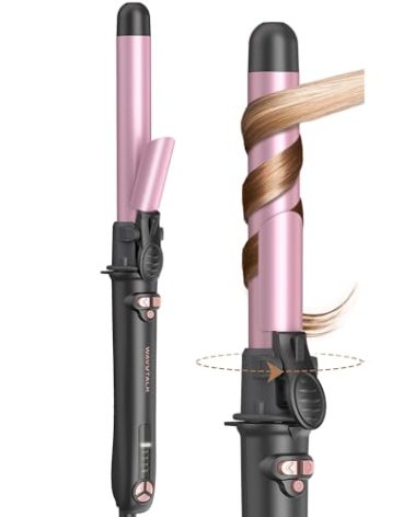 Wavytalk Rotating Curling Iron, Curl Cycle, 1 Inch Automatic Curling Wand for Long Hair, Get Effortless Beach Waves with Self Spinning Barrel up to 430°F with Home Button, Dual Voltage, Rose Gold