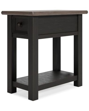 Signature Design by Ashley Tyler Creek Chair Side End Table, Plank-styled Top, Smooth-gliding Drawer, Wood, 14.13" W x 24.13" D x 24.13" H, Light Brown & Whitewash