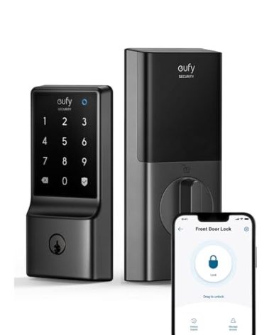 eufy Security Smart Lock C210, Keyless Entry Door Lock, Built-in WiFi Deadbolt, Smart Door Lock, No Bridge Required, Easy Installation, Touchscreen Keypad, App Remote Control, 4 AA Batteries Included