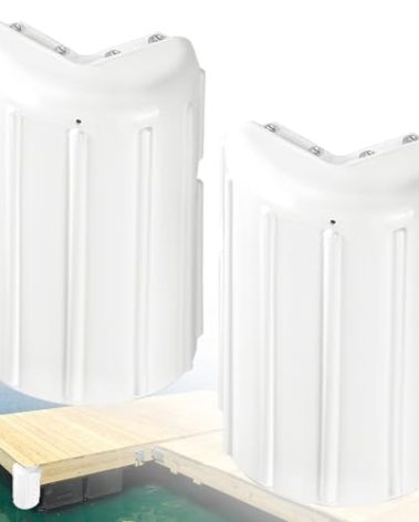 JYINCPED Corner Dock Bumper Fender,Boat Dock Bumpers Corner Fenders,Marine Grade Vinyl,Inflatable Protection Guard,Stainless Steel Mounting Hardware Included,8"x16",2 Pack-White