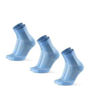 DANISH ENDURANCE 3 Pack Running Socks for Long Distances, Quarter, Men & Women, Light Blue, US Women 8-10 // US Men 6.5-8.5
