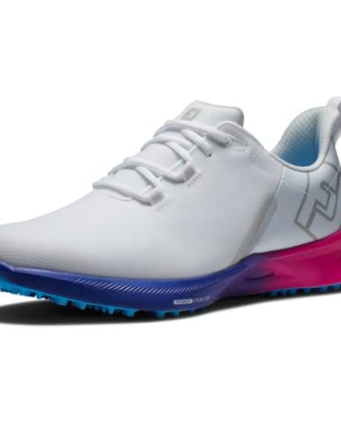 FootJoy Men's FJ Fuel Sport Previous Season Style Golf Shoe, White/Blue/Pink, 9