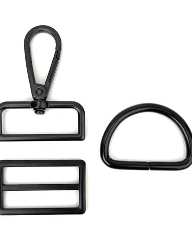VersaKits 15 Pcs 1 Inch Purse Hardware Matte Black Heavy Duty Swivel Snap Hooks D Rings for Purse and Tri-glide Slide Buckles for Bag Straps Dog Collars Leash Lanyard