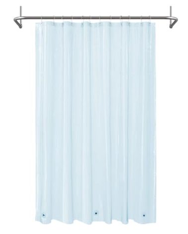 Mrs Awesome Clear Blue Shower Curtain Liner with 3 Magnets, 72x72 Premium Flexible Sturdy Plastic Shower Curtain for Bathroom Lightweight & Waterproof, Clear Blue