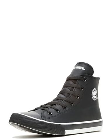 Harley-Davidson Men's Baxter Leather Motorcycle Casual Sneaker, Black/White, 10.5