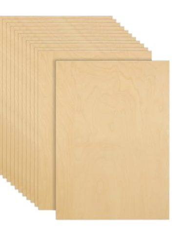 12Pcs 16 x 12 x 1/16 Inch Baltic Birch Plywood Sheets Unfinished Plywood Sheet for Arts and Crafts, Painting, Pyrography, Wood Engraving, Wood Burning, Laser, Architectural Models