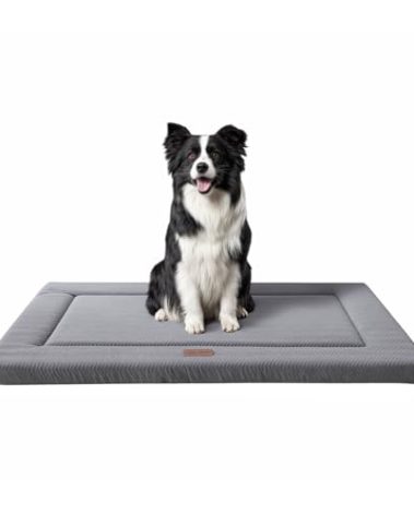 WESTERN HOME Dog Bed for Crate, Medium/Large Dogs Crate Bed with Soft Wavy Plush Comfortable Anti-Slip Kennel Pad Washable Pet Beds Mat for Dogs & Cats, Grey